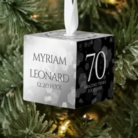 Elegant 70th Platinum Wedding Anniversary Cube Ornament