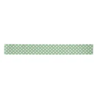 Spring Green and White Polka Dot Pattern on Satin Ribbon
