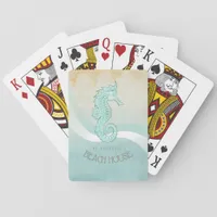 Beach House Seahorse Aqua Blue ID623 Poker Cards