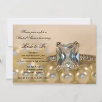 Princess Diamond Rings and Pearls Bridal Shower Invitation