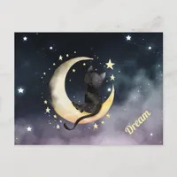 Cute Cartoon Cat on Moon Postcard