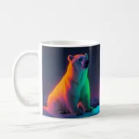 Silent Majesty: Polar Bear Under Northern Lights Coffee Mug