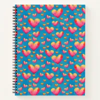 Multicolored Watercolor Hearts Spiral Notebook