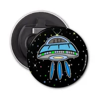 Blue UFO with Starry night Outer Space  Bottle Opener