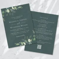 Eucalyptus Green Linen All in One Wedding Invitation