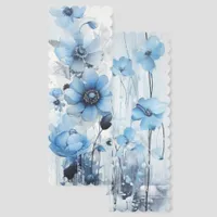 Whimsical Blue Flowers Illustration Two-sided Bookmarks