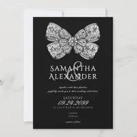 Renaissance Regency Ornate Bow Black AIO Wedding Invitation