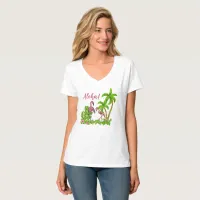 Tropical Flamingos and Flowers T-Shirt