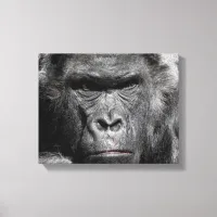 Cute Gorilla Face Staring Intently Wrapped Canvas