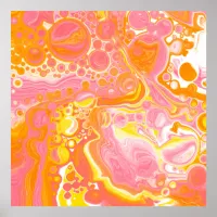 Pink and Orange Fluid Art Poster