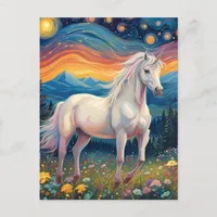 A unicorn in The Starry Night Postcard