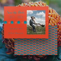 Orange and Teal Save the Date Flat Card