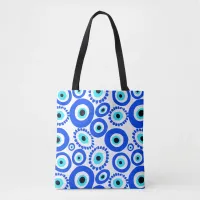 Greek Eye Talisman Blue White Pattern Tote Bag