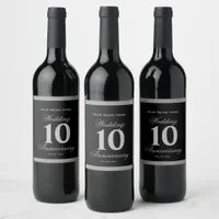 10th Wedding Anniversary Silver Wine Label