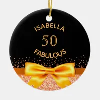 50 fabulous birthday black gold name ceramic ornament