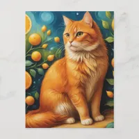 Beautiful Ginger Cat in a Orange Grove Postcard