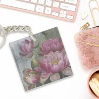 Ellis Rowan Pink Water Lily Vintage Flowers Keychain