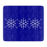 Cutting Board - White Snowflakes on Blue