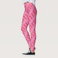 Leggings - Red Initial in Tiled Mirror Pattern