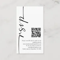 Mini Elegant Calligraphy QR Code Wedding RSVP  Enclosure Card