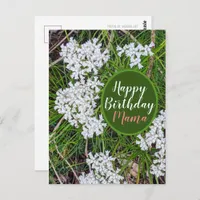 Fresh Green and White flowers Happy Birthday Mama Postcard