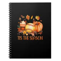 Tis The Season Pumpkin Leaf Latte Fall Softball Notebook