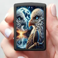 Ethereal Eagle Under a Cosmic Moon Zippo Lighter