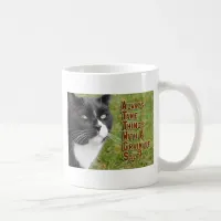 Grain of Salt Tuxedo Cat Photo Motivating Advice Coffee Mug