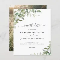 Budget Eucalyptus Wedding Photo Save the Date