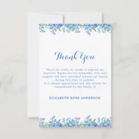Simple Forget Me Not Floral Blue Memorial Funeral  Thank You Card
