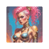 Woman With Beautiful Pink Hair Metal Print