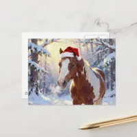 Adorable Christmas Paint Horse Mare Postcard