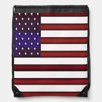 Modern Embossed American Flag Drawstring Bag