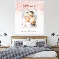 Mother Mom photo glitter rose gold blush Canvas Print