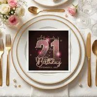 Glamorous 21st Birthday Rose Gold Pink Glitter Napkins