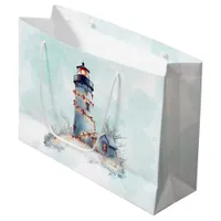 Lighthouse Christmas Coastal Holiday Large Gift Bag