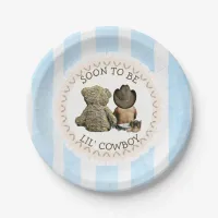 Ethnic Soon to be Lil' Cowboy Baby Shower Paper Paper Plates