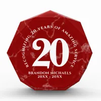 Elegant Red Marble 20 Years Work Anniversary Photo Block