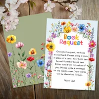 Colorful Wildflower Baby Shower Book Request Enclosure Card