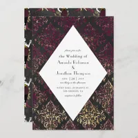 Paris Burgundy and Faux Gold Wine Art Deco Wedding Invitation
