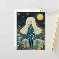 An Adorable Girl in the Flowers Postcard