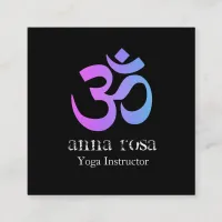 *~*  So Elegant Modern Yoga Instructor Om Symbol Square Business Card