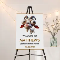 Cute goat Farm Animals 2nd Birthday Party Welcome Foam Board