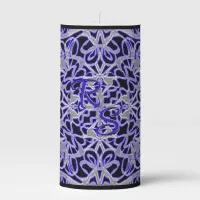 Purple and Silver Lace Pattern Pillar Candle