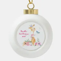 Giraffe Design Baby First Christmas Ceramic Ball Christmas Ornament