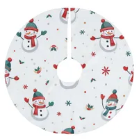 Happy colorful snowmen  brushed polyester tree skirt