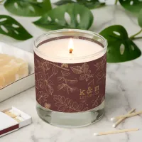 Golden Leaf Pattern Wedding Gold/Burgundy ID655 Scented Candle