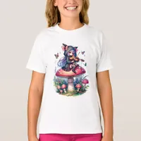 Fairy in Hoodie Playing Viola on a Mushroom  T-Shirt