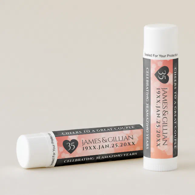 Elegant 35th Coral Wedding Anniversary Celebration Lip Balm