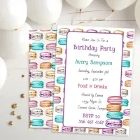 Pastel Macaron Themed Birthday Party  Invitation